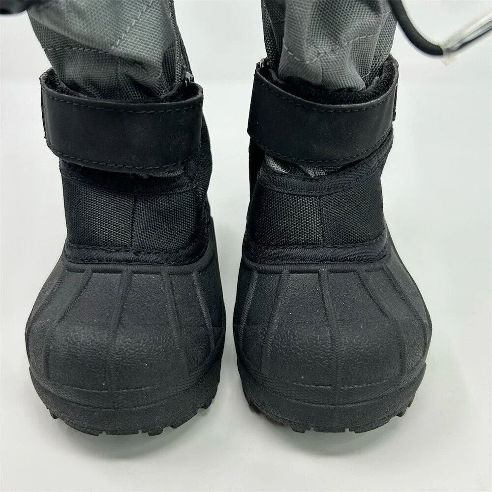 Columbia Powderbug Plus II Kids Winter Snow Boots Black Gray Waterproof Size 7